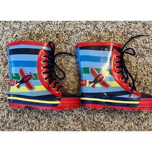 Blade & rose toddler Sz 8 airplane stripe rain boots